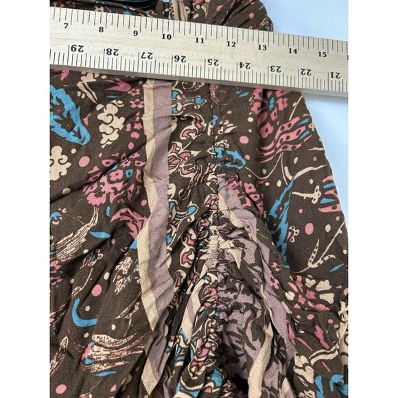 NWT Earthbound Trading Asymmetrical Brown Drawstring Skirt Boho Hippie Small - Picture 8 of 9